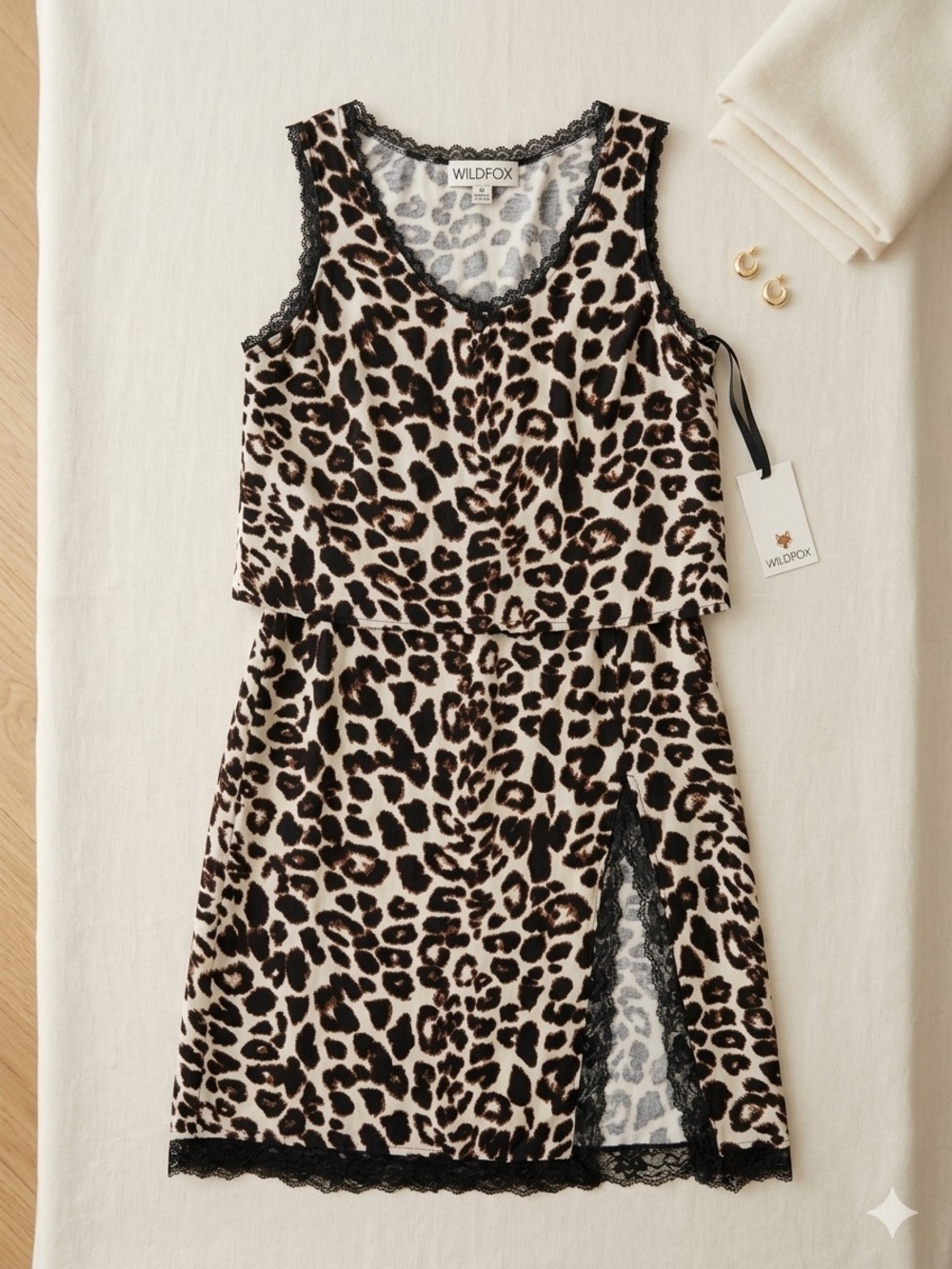 NWT Monteau Leopard Print 2 Pieces Set, Skirt &top